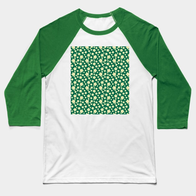 Green Yellow Star Pattern Baseball T-Shirt by saradaboru